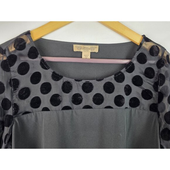 Nine West Vintage America Women's Top Size Medium Black Polka Dot Shirt Blouse - Picture 2 of 12
